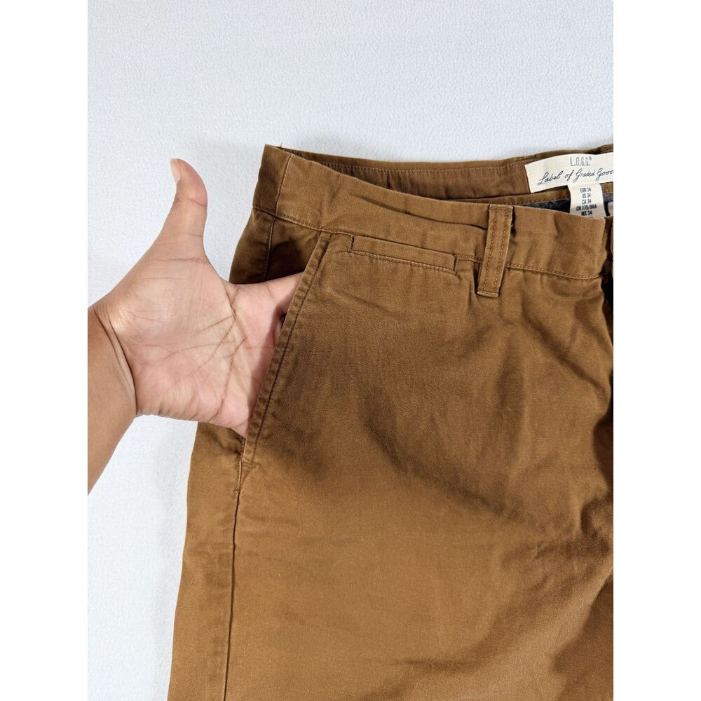 H&M L.O.G.G. Men's Chino Shorts Size 34 Brown 100% Cotton Flat Front - Picture 9 of 15